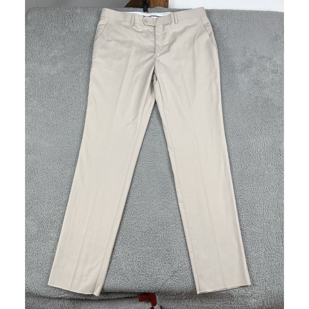 NWOT Milano Braveman Suiting Company Modern Unhemmed Tan Dress Pants Sz 38 x 36
